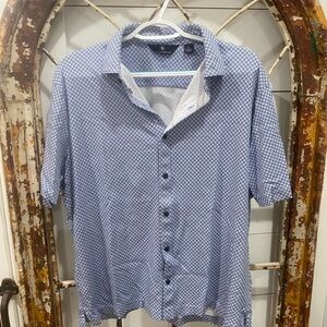 Hart Schaffner Marx Men's Blue Geometric Shirt Large